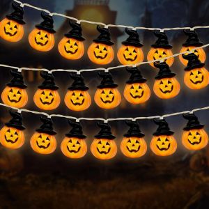 Guirlande Lumineuse À Piles Pour Halloween,Citrouille,3 M,20 Led,Étanche,Lumière Blanche Chaude Pour Fête D'enfants,Intérieur Et Extérieur,Fêtes - Neuf