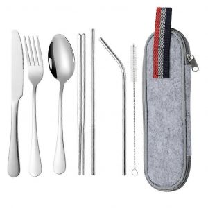 Camping Cutlery Set Stainless Steel Fork Spoon Chopsticks Dishwasher Safe - Neuf