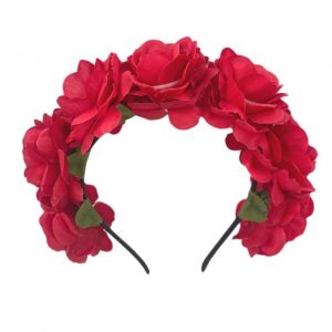 Bandeau Imitation Fleur De Rose Rétro, Fausse Fleur, Décor Couronne, Serre-Tête Pour Femmes, Cerceau Pour Cheveux, Décor De Fête-Rouge - Neuf