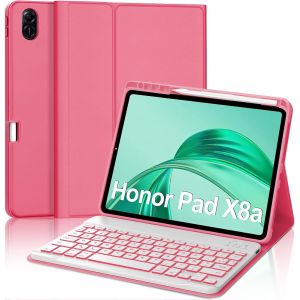 Winchking Clavier Pour Honor Pad X8A 11 Pouces, Azerty Fran&ccedil;ais Backlit Keyboard Sans Fil, Bluetooth Removable Keyboard Case For Honor Pad X8A 11 Pouces, B&eacute;gonia Rouge[Z1703] - Neuf