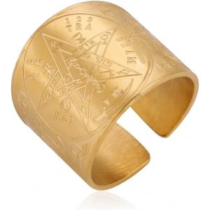 Tianyi-Bague Du Sceau Des 7 Archanges Bague Du Cube De Metatron Bague Du Sceau De Lilith Symbole Biblique Bague Amulette Talisman Bague Religieuse Bijoux En Acier Inoxydable Cadeaux Pour Hommes Femme - Neuf