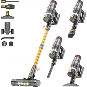 55000pa/580w/75min Aspirateur Balai Sans Fil Puissant, Avec &Eacute;cran Tactile Led, Autoportant, Avec Station De Charge Murale, Brosse Anti-N?Uds Pour Poils D'animaux, Tapis Et Sols Durs&iquest; - Neuf