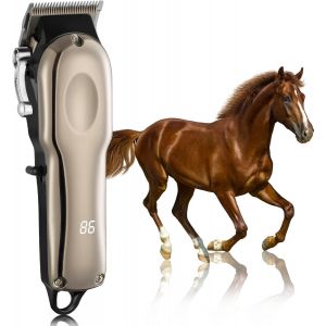 Tondeuse Sans Fil Pour Chevaux Professionnelle - &Eacute;lectrique Rechargeable Toilettage Pour Chevaux - Silencieuse Tondeuse Pour Animaux Chien Chat &Agrave; Poil Long Et Epais - 4 Gardiens De Guide Inclus - Neuf