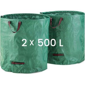 CHECARZHN--NO1-Sacs À Déchets De Jardin Robustes (2 X 500 L) ¿ Sacs De Jardin Robustes Et Réutilisables Avec Poignées ¿ Sacs De Jardin En Tissu Industriel Durable Pour Feuilles, Arbustes Et Tontes De - Neuf