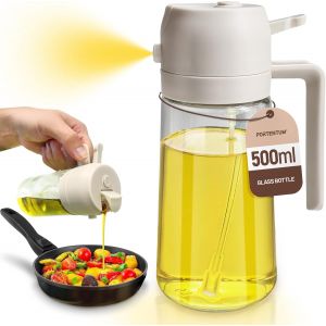 500 Ml Spray Huile Cuisine 2 En 1 Foncé Anti-Lumière De Cuisson - Vaporisateur Huile Avec Flacon De Qualité Alimentaire - Pulvérisateur D'huile En Verre Pour La Cuisine (Blanc)[Aig6121299] - Neuf