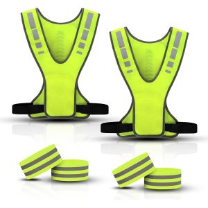 Acdsgd-Gilet Velo Reflechissant, 2pcs Gilet Reflechissant Velo, 4pcs Brassard Securite, Gilet Fluorescent De S&eacute;curit&eacute; Pour La Course, Le Cyclisme Et Le Jogging - Neuf