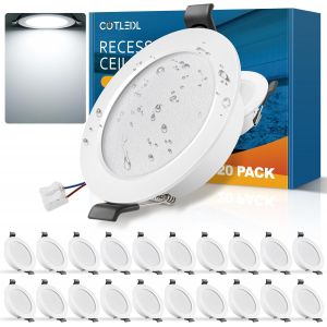 SUBZONAL-Lot de 20 Spots LED Encastrables, 5W Spots de Plafond Blanc Froid 6000K 450LM, IP44 Spot Salle de Bain Ultramince 25 mm, Spots Encastr&eacute;s Trou &Oslash;68-80mm, 220V-240V, pour Cuisine, Salon, Chambr - Neuf