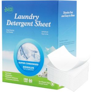 KGABERY-Feuilles De Détergent À Lessive,60 Feuilles/120 Lavages Feuilles De Lessive Écologique Feuilles Durables Concentrées Au Parfum Frais De L'Océan Pour Laver Les Vêtements - Neuf