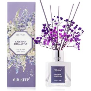 Eryi-Diffuseur De Parfum Lavender Eucalyptus, Diffuseur Parfum Maison Avec 8 Bâtonnets Diffuseur Parfum, Decoration Pour Chambre, Salon, Salle De Bain, Bureau, 100ml - Neuf