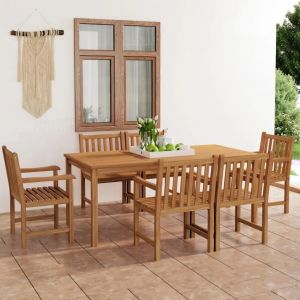 Prolenta Premium - Ensemble À Manger De Jardin 7 Pcs Bois De Teck Massif - Neuf