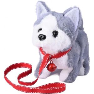 Peluche Husky Chien Jouet Chiot Chien de compagnie interactif &eacute;lectronique - Marcher,aboyer,remuer la queue,s'&eacute;tirer Animal de compagnie pour enfants (chien Husky) - Neuf