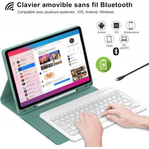 Coque Clavier Pour Samsung Galaxy Tab S10 Fe+ Plus 13.1"" 2025, Clavier Azerty Fran&ccedil;ais Bluetooth D&eacute;tachable, &Eacute;tui Avec Bluetooth Keyboard Avec Support De Stylet Pour Samsung S10 Fe Plus,Vert Fonc&eacute; - Neuf
