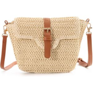 Senior-Sac &Agrave; Bandouli&egrave;re En Paille Pour Femmes Filles Sac De Paille &Agrave; Boucle Sac &Agrave; Main D'&Eacute;t&eacute; En Paille Sac De Plage Tiss&eacute; Pour Vacances Voyages&iquest;Beige&iquest;[L39] - Neuf