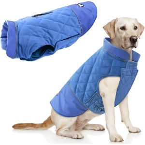 Jgd-Manteau Coupe-Vent Pour Chien Veste Chaude D'hiver, V&ecirc;tements De Chien Anti-Neige Pour Chiens De Petite Taille Et De Grande Taille Avec Trou De Harnais Bleu Rose Gris - Neuf