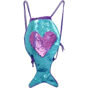 Acdsgd-Sac &Agrave; Dos &Agrave; Paillettes Avec Cordon De Serrage Pour Enfants Et Filles - Sac &Agrave; Dos Magique R&eacute;versible &Agrave; Paillettes - Sac De Danse &Agrave; Cordon De Serrage, Bleu Clair, S, Brillant, Tendance - Neuf