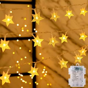Kal-Guirlande Lumineuse Étoile, 6m 40leds Guirlande Lumineuse Led 8 Modes Guirlande Lumineuse À Piles Pour Mariage Fête D'anniversaire Intérieur Et Extérieur - Neuf