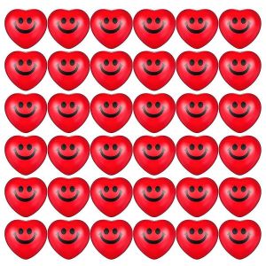 36pcs Saint Valentin Coeur Boules Anti-Stress Boules Anti-Stress Coeur Sourire Visage Balles Anti-Stress Pour La Saint-Valentin P-yu - Neuf