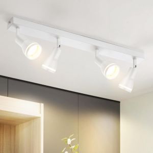 Plafonnier Led Spot De Plafond De Salon : Lampe De Couloir Blanche 4 Ampoules Plafonnier Gu10 Spots Lampe De Cuisine Pivotante Spots De Plafond En M&eacute;tal Int&eacute;rieur Lampe De Chambre,Sans Ampoule - Neuf