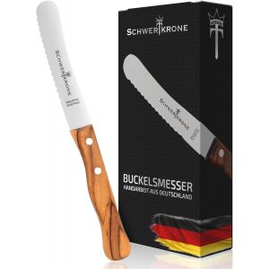 Oayew-Couteau &Agrave; Beurre Premium En Bois D'olivier, Lame Inoxydable Dentel&eacute;e, Artisanat Allemand, Id&eacute;al Petit-D&eacute;jeuner - Neuf