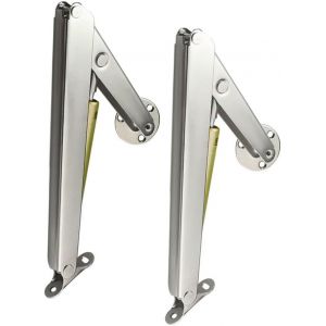 Lot de 2 Charni&egrave;res de Support de Couvercle &agrave; Fermeture Douce, V&eacute;rins &agrave; Gaz Robustes avec Ressort &agrave; Gaz S&eacute;curitaire, Tige Hydraulique avec Amortisseur Tampon pour Bo&icirc;te (150N) - Neuf