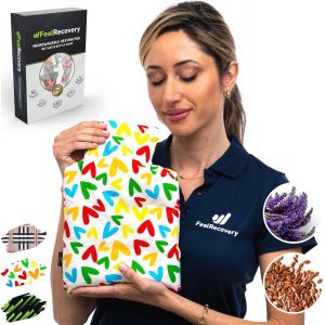 Coussin Chauffant en Forme de Bouteille d'eau Chaude - Bouillotte S&egrave;che Micro Onde (30x22 cm) - Compresse Chauffante de Graines Aromatiques - Housse Lavable, 100% Coton et Odeur de Lavande (Coeurs) - Neuf