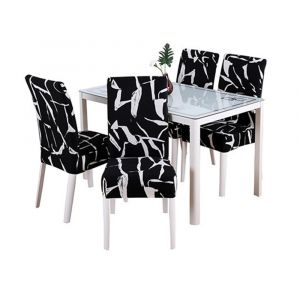 Lot de 4 housses de chaise extensibles et lavables &agrave; imprim&eacute; floral pour salle &agrave; manger et bureau - Neuf