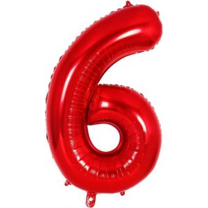 40 Pouces Foil Ballon Chiffre 6 Rouge (101cm),Gonflable Hélium ou Air,Géant Numéro 0-9,10-29,30-100,Grand Ballons pour Mariage,Décoration de Fête d'anniversaire - Neuf