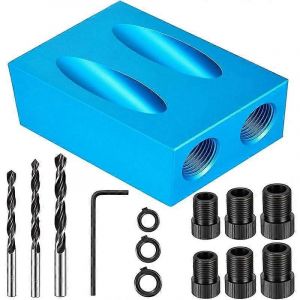 Nouveau kit de gabarit de trou de poche 15 degrés guide de perçage ensemble de travail du bois localisateur de trou oblique forets forets trou outils de menuiserie bricolage - Neuf
