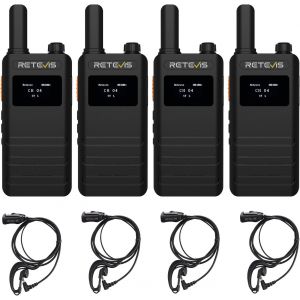 B63S Talkie Walkie,Pmr Talkie Walkie Professionnel,Nouvelle Version Du Rt622P (3.0),1620Mah,Ecran Lcd,Vox,15 Mm Ultra Fin Radio Bidirectionnelle Avec Casques Pour Restaurant(4 Pcs,Noir) - Neuf