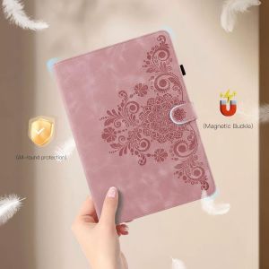 bin Coque pour Samsung Galaxy Tab S2 9.7 (2015), &eacute;tuis de Protection r&eacute;tro Tab S2 9.7 T810/T813 de Couleur Unie, Style Gaufr&eacute;, Conception &agrave; Boucle Magn&eacute;tique, Fonction Support, Rose - Neuf