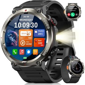 Montre Connect&eacute;e Homme Femme, Illumination,Batterie 100 Jours, &Eacute;cran Tacile 1.45"" Tft, Appel Bluetooth, Cardiofr&eacute;quence, Analyse Sommeil, 100+ Modes Sport,Pour Android/Ios (Noire) - Neuf