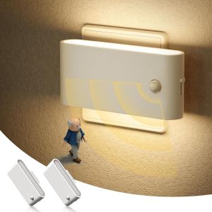 Veilleuses Led, Lot De 2 Veilleuse Prise Electrique Avec D&eacute;tecteur De Mouvement (On/Auto/Off), Luminosit&eacute; Dimmmable 0-100lm Veilleuse Enfant Avec Prise, 3000k Blanc Chaud, Pour Chambre - Neuf
