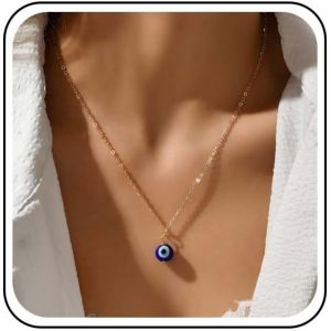Kal-Collier Boho Avec Pendentif Mauvais ?il Bleu Collier En Verre Turc Collier Ras Du Cou Avec Yeux Dorés Collier Porte Bonheur Chaîne ?il Du Diable Bijoux Pour Femmes - Neuf
