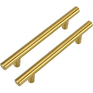 Lot de 2 poignées de porte d'armoire de cuisine en aluminium brossé, bouton en T en acier inoxydable, entraxe 192 mm - Neuf