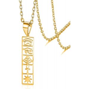Kal-Colliers Symboles Égyptiens Ankh Croix Oeil D'horus Collier Pendentif Pyramides Égyptiennes Vintage Collier Demi Soleil Collier Amulette Porte-Bonheur Bijoux Cadeau - Neuf