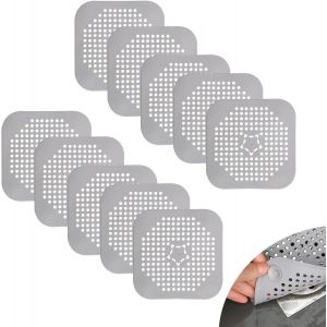 SJZG-Filtre Cheveux Douche, 10 Pi&egrave;ces Universel Attrape Cheveux Douche, Gris Filtre Evier Cuisine, Avec Ventouse, Filtre Evier Pour Lavabo, Salle De Bain, Baignoire, Cuisine - Neuf