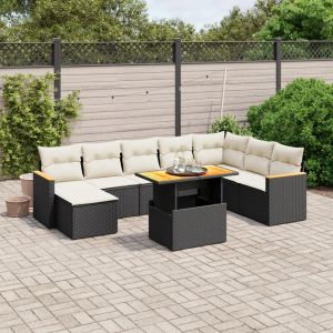 Prolenta Premium - Salon De Jardin 9 Pcs Avec Coussins Noir R&eacute;sine Tress&eacute;e - Neuf
