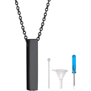 Trahoo-Jewelry Femme Collier Urne Funéraire En Acier Inoxydable/Plaqué Or, Pendentif Colonne Avec Chaîne De 50+5cm Pour Cendres Crémation - Neuf