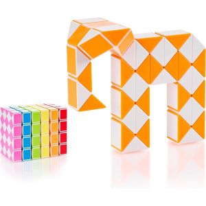 Magic Snake Cube | Jouet de Poche pour Les Enfants de 4 &agrave; 8 Ans | Cadeau Anniversaire Enfants invites | Cadeau pour &eacute;l&egrave;ves - 48 Blocs | 2,3 mm x 1,8 mm | Orange - Neuf