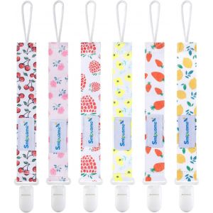 Attach&eacute; T&eacute;tine Pour B&eacute;b&eacute;-Lot De 6 Pi&egrave;ces,Attache Sucette Multicolore,Accroche T&eacute;tine Pour B&eacute;b&eacute; Gar&ccedil;on Et Fille(Fruit & Fleur) - Neuf