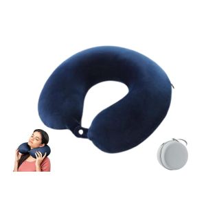 Oreiller de voyage en mousse &agrave; m&eacute;moire de forme en forme de U pour la nuque en avion - Bleu marine - Neuf