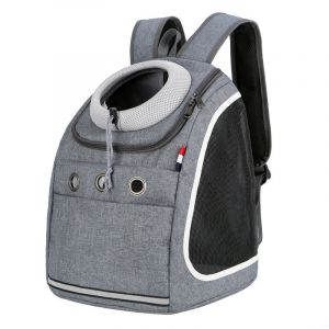 Sac à dos portable pour chien gris 1 pièce Confortable et respirant, adapté aux petits chiens et aux chiens et chats, sac à dos de voyage et de camping - Neuf