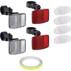 Reflecteur Rayon Velo,8 Pcs Réflecteur De Vélo Avant Et Arrière Avec Bande Réfléchissante Lampe Velo Réflecteur De Rayons De Bicyclette Pour Roues De Vtt Sécurité Avertissement Blanc Rouge - Neuf