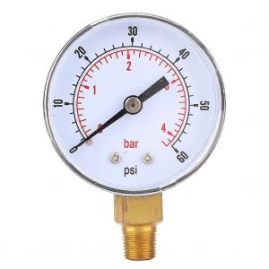 Manom&egrave;tre 50mm cadran 1/8 BSPT Connexion inf&eacute;rieure pour l'air,l'eau,le p&eacute;trole,le gaz (0-60PSI,0-4Bar) - Neuf