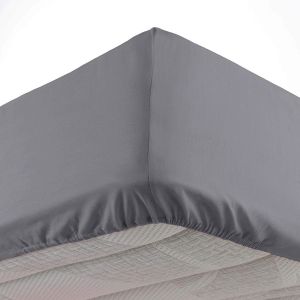 , Drap Housse 2 Personnes 140 X 190 Cm Microfibre Unie Oscar Anthracite, 100% Polyester 1643701 - Neuf