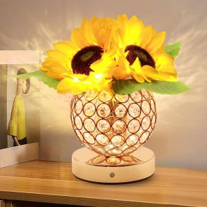 Lampe Tactile En Forme De Tournesol, Cadeau D'anniversaire Pour Femme, Lampe De Table Sans Fil, 3 Couleurs Variables En Continu, Petite Veilleuse, Cadeau Pour Maman, Pour La Saint-Valentin, La F&ecirc;te - Neuf