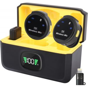 Microphone Cravate Sans Fil Pour Iphone Ipad, Micro Cravate Avec Clip Magn&eacute;tique, Forte Suppression Du Bruit, Autonomie De La Batterie De 32 H Avec &Eacute;tui De Charge, Mini Microphone Pour - Neuf