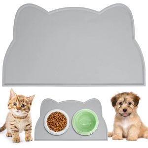 Tapis Pour Gamelle De Chat Et De Chien, Tapis En Silicone Antid&eacute;rapant Et Imperm&eacute;able, Tapis D'alimentation Avec Rebord Sur&eacute;lev&eacute; Pour Animaux De Compagnie - Neuf