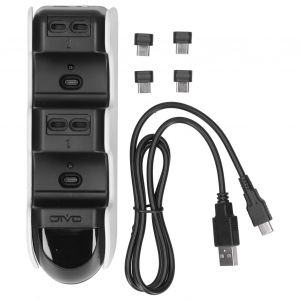 Hjlian Chargeur De Manette Sans Fil, Double Port De Charge, Indicateur Led De Type C, Chargeur De Manette De Jeu Pour Ps5 - Neuf