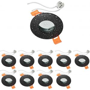 ledscom.de 10 cadres d'encastrement au plafond FERE, rond, blanc brillant (LED/Halogène/MR16/50mm) incl. douille GU5.3 - Neuf